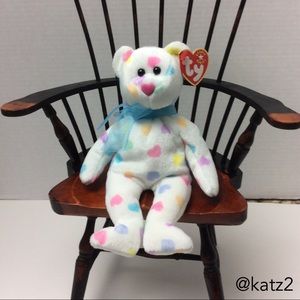 Ty Beanie Baby Retired Kissme the Multicolor Heart Bear 2001